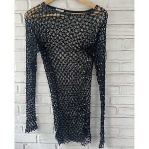 Reflections‎ Size Medium Black Fishnet Rhinestone Dress / Coverup OS